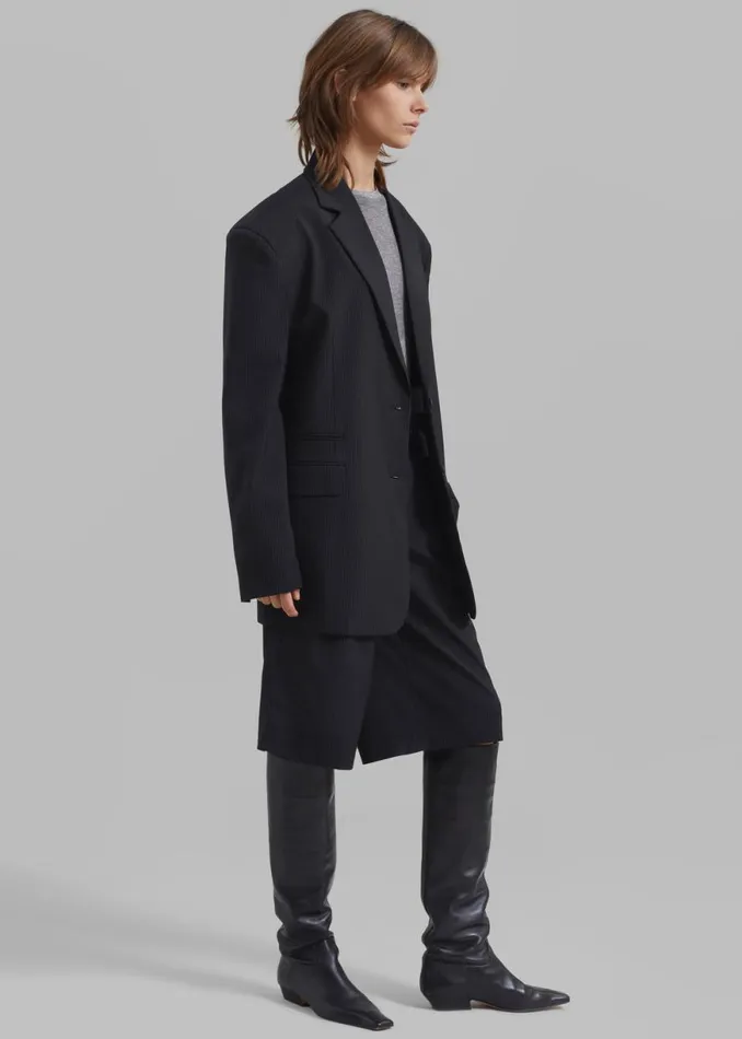 The Frankie Shop Wilma Blazer 8211 Black Pinstripe Shop Outerwear