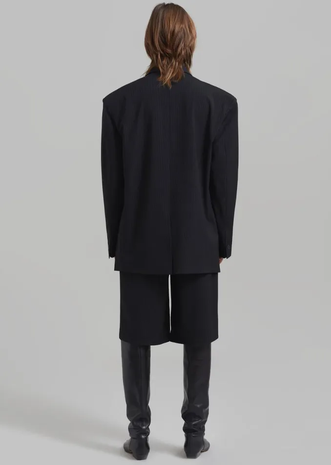The Frankie Shop Wilma Blazer 8211 Black Pinstripe Shop Outerwear