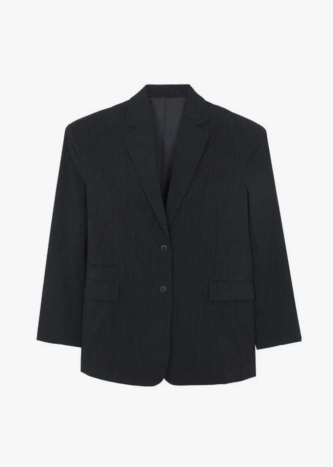 The Frankie Shop Wilma Blazer 8211 Black Pinstripe Shop Outerwear