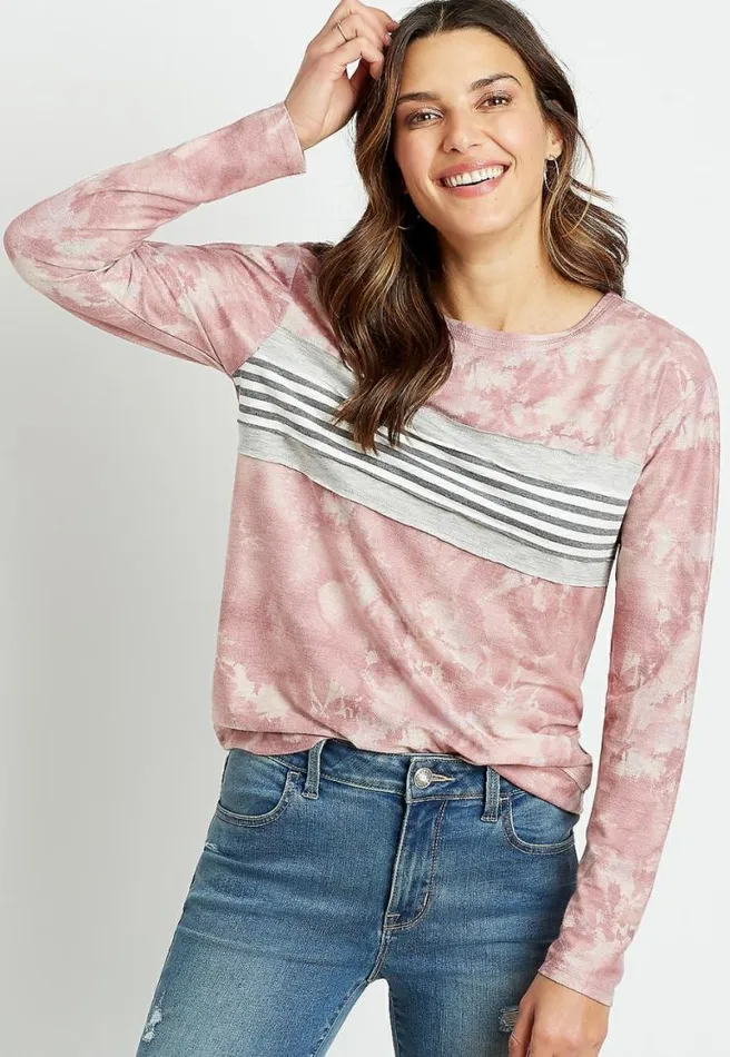 Tie Dye Stripe Sweatshirt Women Maurices Tops