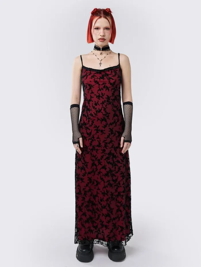 Titania Red Mesh Maxi Dress Women Minga London Dresses