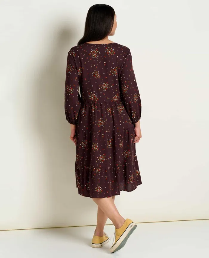 ToadandCo Dresses Manzana Tiered Long Sleeve Dress Carob Floral Print 8211 Women039s