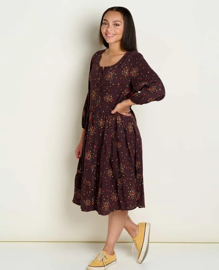 ToadandCo Dresses Manzana Tiered Long Sleeve Dress Carob Floral Print 8211 Women039s