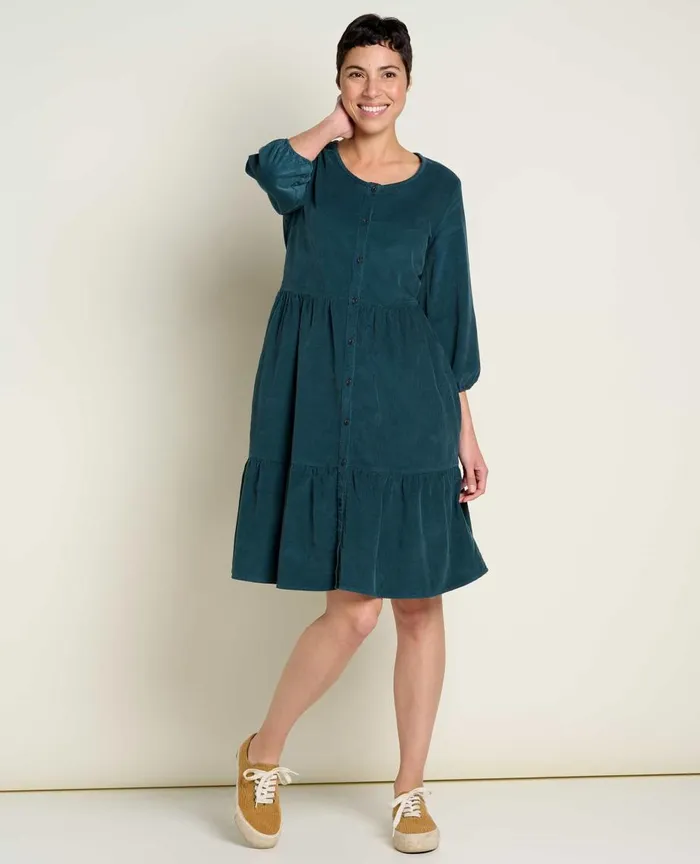 ToadandCo Dresses Scouter Cord Tiered Dress Midnight 8211 Women039s