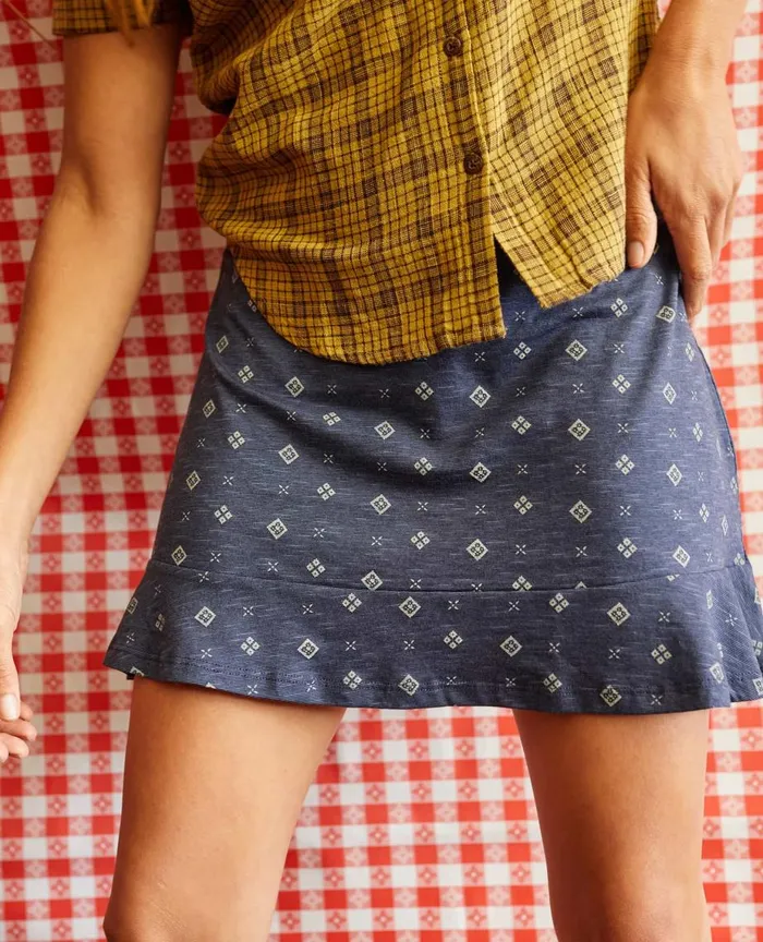 ToadandCo Skirts and Skorts Chaka Ruffle Skirt True Navy Tile Print 8211 Women039s