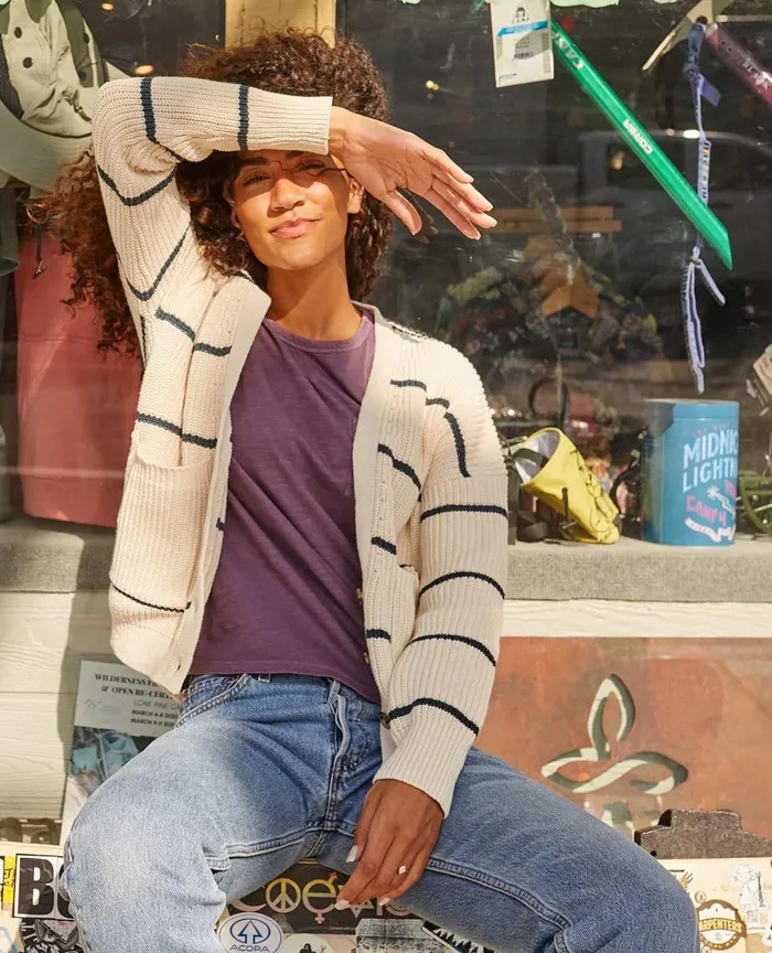 ToadandCo Sweaters Bianca Cardigan Almond Stripe 8211 Women039s