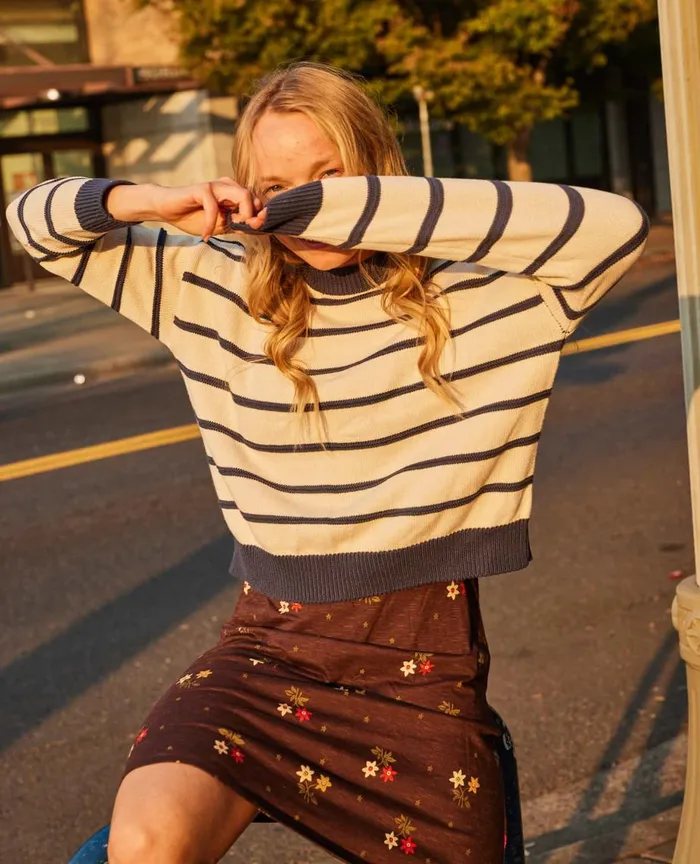 ToadandCo Sweaters Bianca II Crew Sweater True Navy Stripe 8211 Women039s