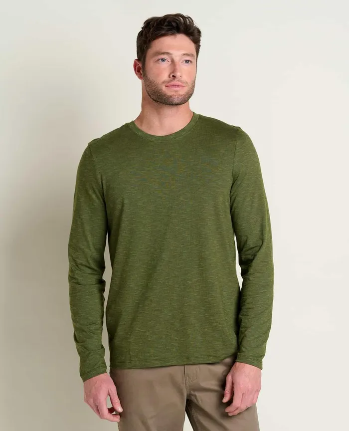 ToadandCo TShirts Tempo Long Sleeve Crew Chive 8211 Men039s