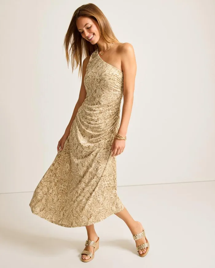 Tommy Bahama Dresses Playa Python Maxi OneShoulder Dress Travertine 8211 Women