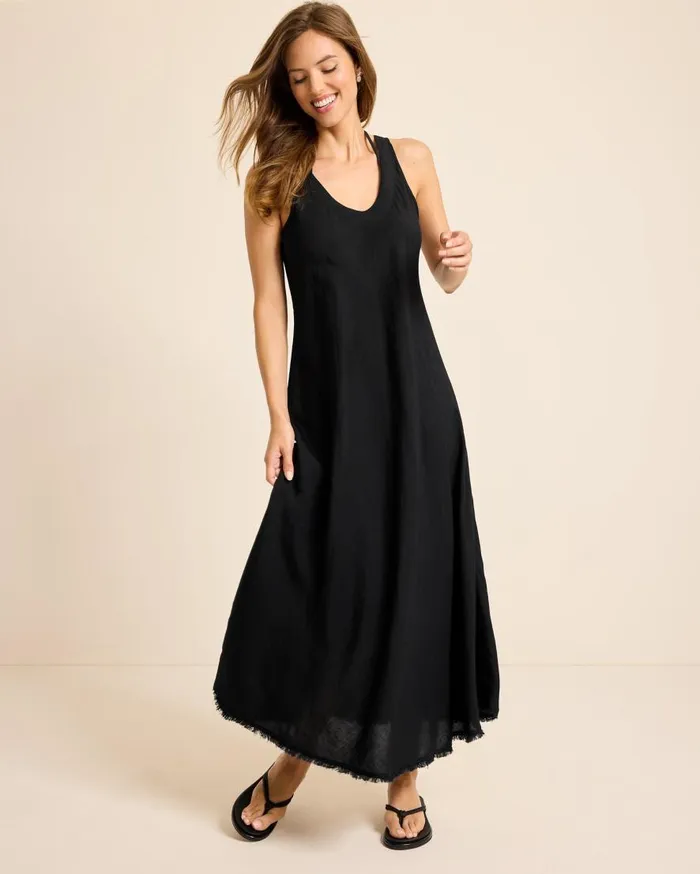 Tommy Bahama Dresses St Lucia LinenBlend BiasCut Coverup Dress Black 8211 Women