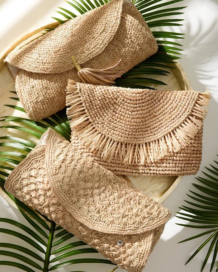 Tommy Bahama Handbags and Clutches Rimini Raffia Clutch Naturalsilver 8211 Women