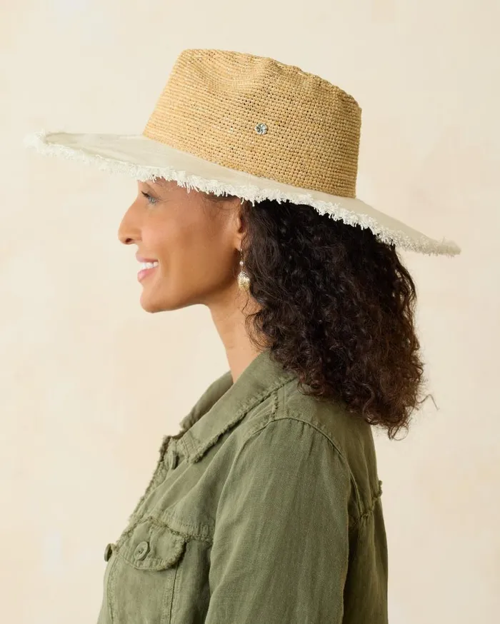 Tommy Bahama Hats and Caps Melissa Lux Fringe Raffia Hat Naturalwhitesilver 8211 Women