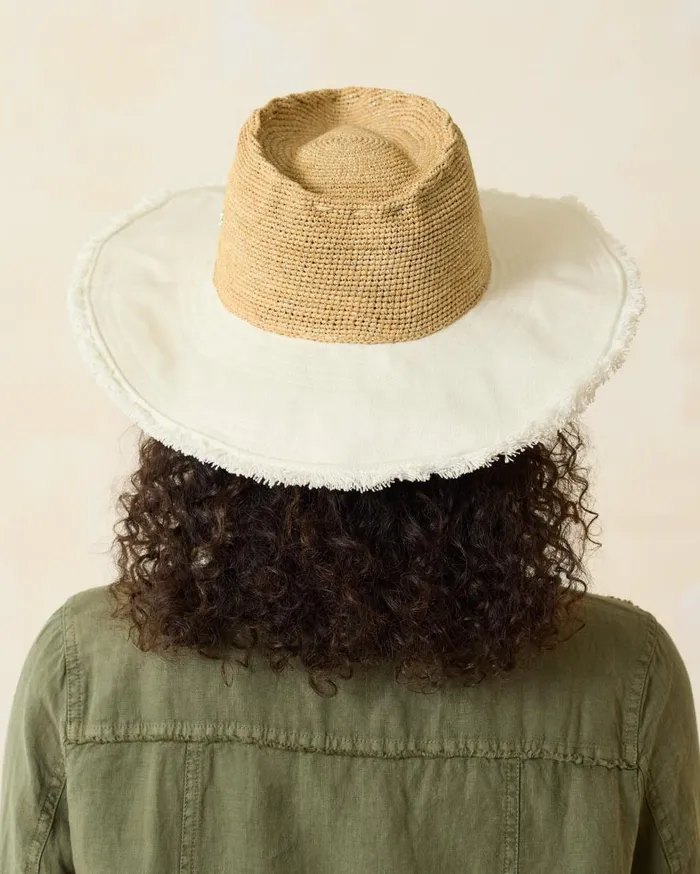 Tommy Bahama Hats and Caps Melissa Lux Fringe Raffia Hat Naturalwhitesilver 8211 Women