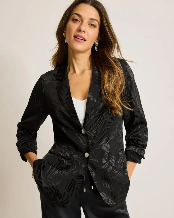 Tommy Bahama Jackets Satin Jacquard Blazer Black 8211 Women