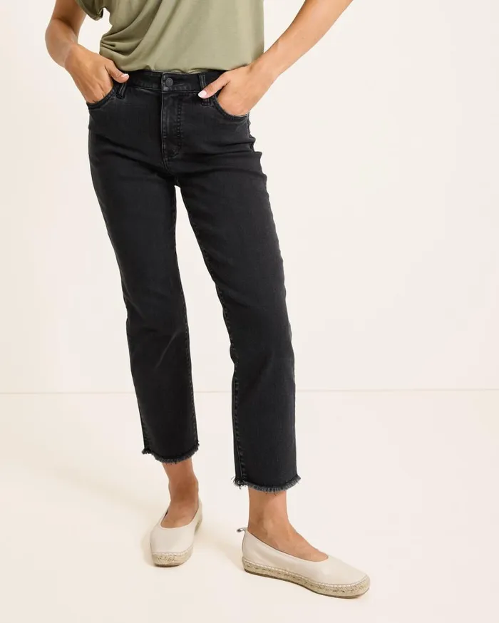 Tommy Bahama Jeans HighRise Cropped StraightLeg Jeans Coastal Black Wash 8211 Women