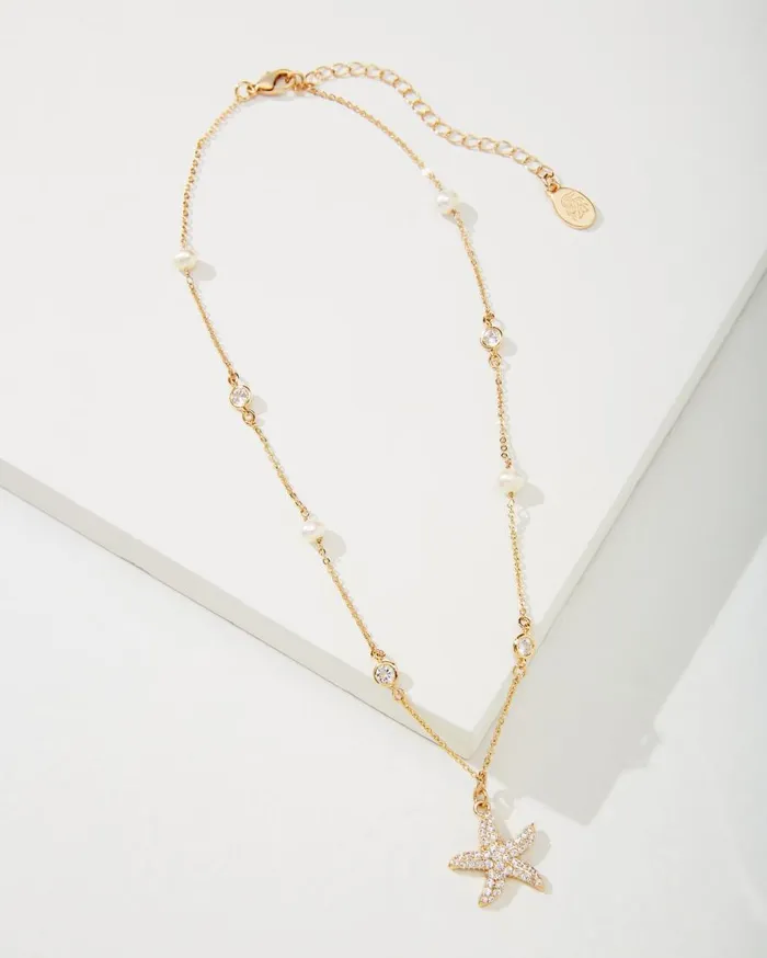 Tommy Bahama Jewelry Island Essence Gold Starfish Pearl Necklace Gold 8211 Women