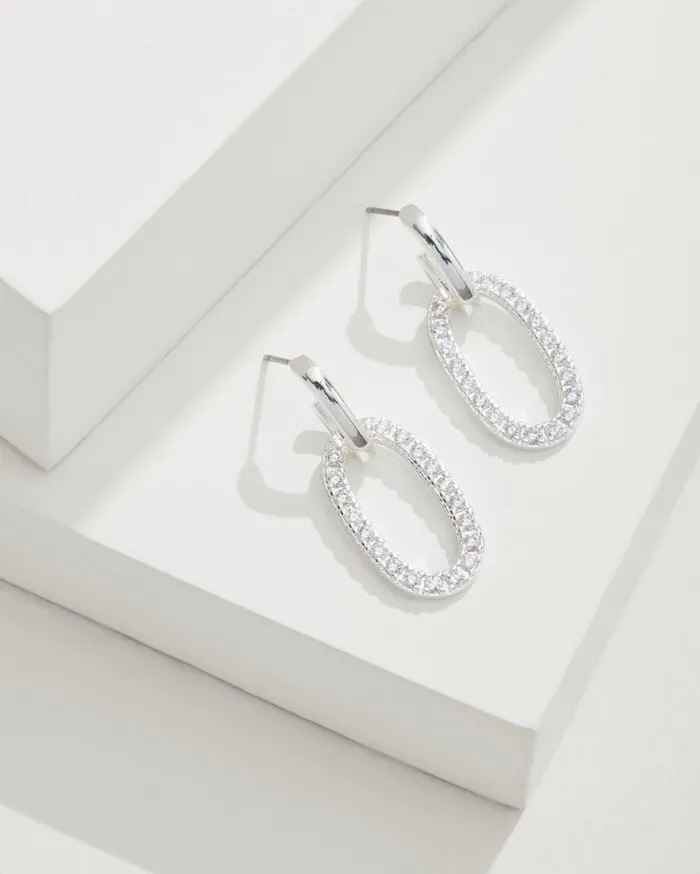 Tommy Bahama Jewelry Sanibel Island Crystal Link Drop Earrings Silver 8211 Women