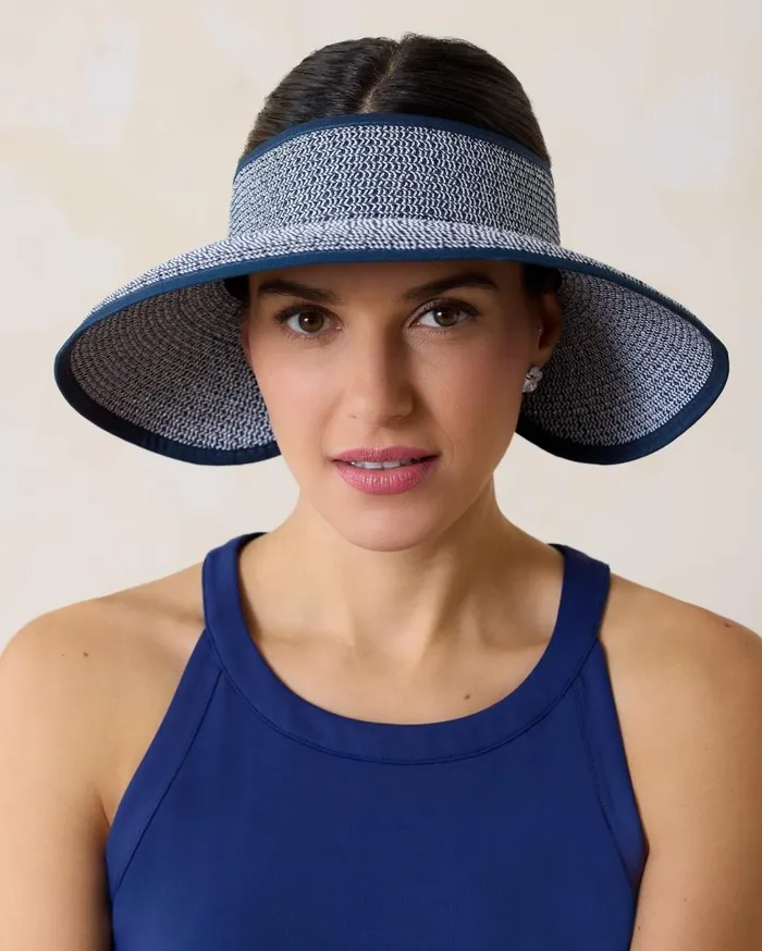 Tommy Bahama Luggage and Travel Packable UltraBraid Visor Navywhite Mix 8211 Women