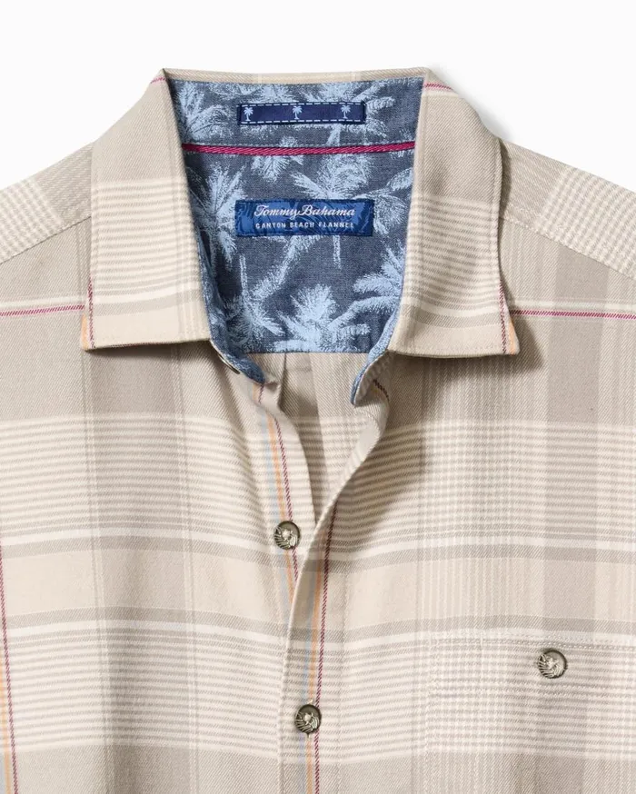 Tommy Bahama Shirts Canyon Beach Pebble Cay Plaid Stretch Flannel Shirt Feather Down 8211 Men