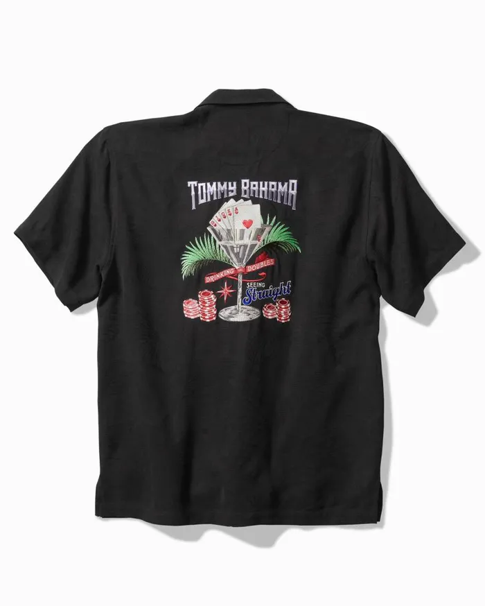 Tommy Bahama Shirts Drinking Doubles Silk Camp Shirt Black 8211 Men