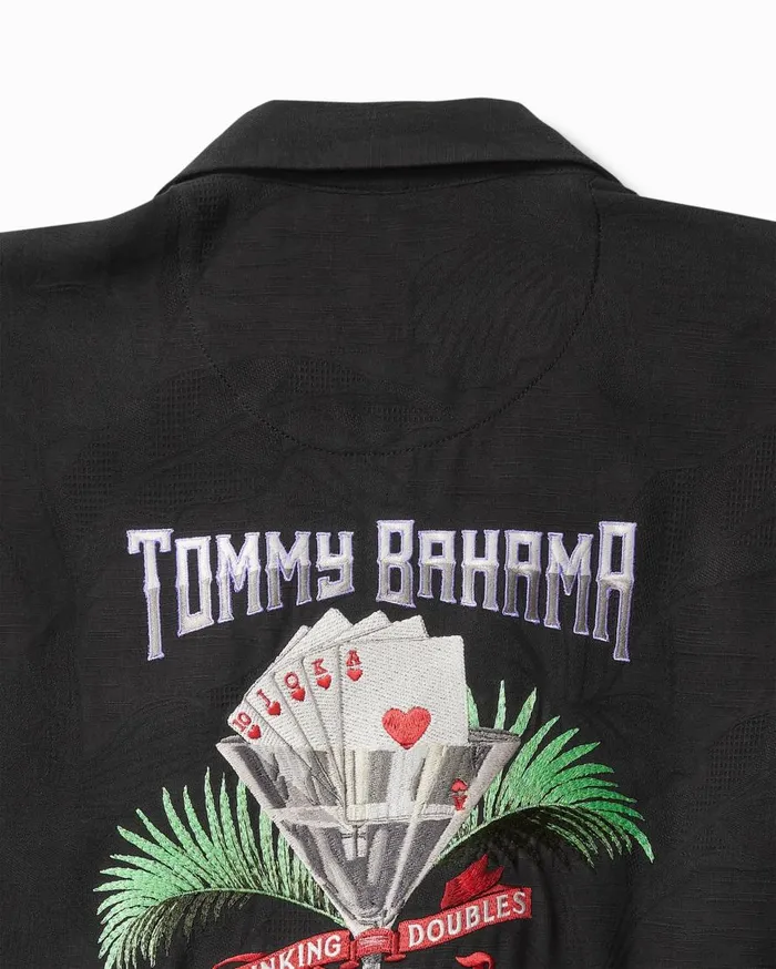 Tommy Bahama Shirts Drinking Doubles Silk Camp Shirt Black 8211 Men