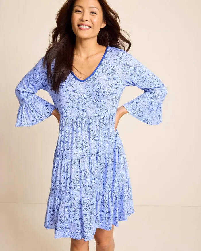 Tommy Bahama Sleepwear Jersey 34Sleeve Short Sleep Dress Periwinkle 8211 Women