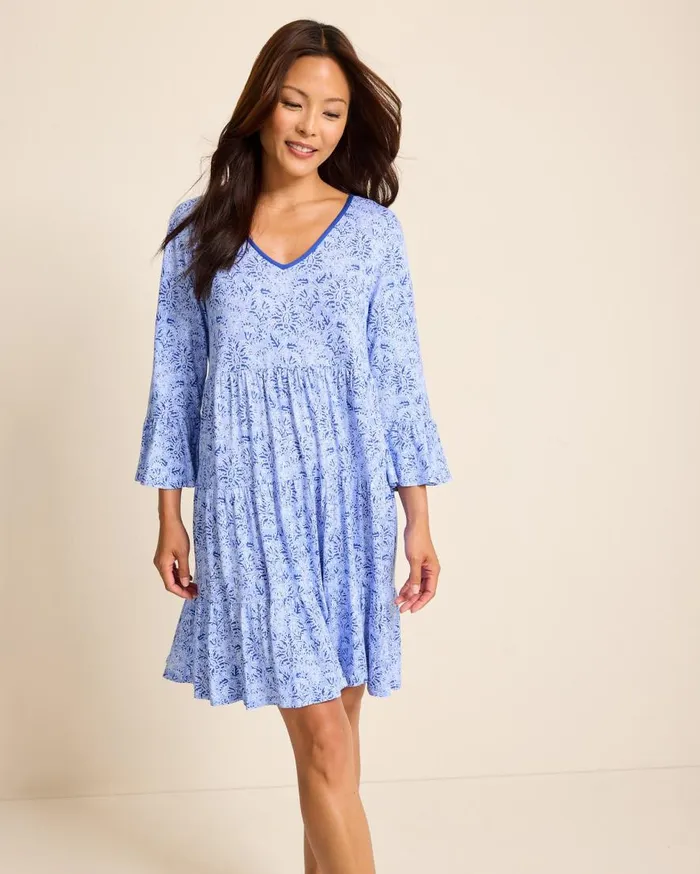 Tommy Bahama Sleepwear Jersey 34Sleeve Short Sleep Dress Periwinkle 8211 Women