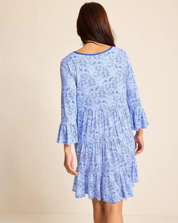 Tommy Bahama Sleepwear Jersey 34Sleeve Short Sleep Dress Periwinkle 8211 Women