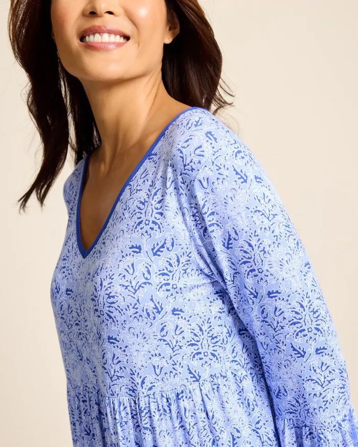 Tommy Bahama Sleepwear Jersey 34Sleeve Short Sleep Dress Periwinkle 8211 Women