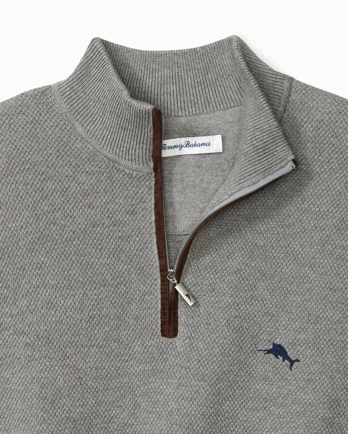 Tommy Bahama Sweaters Marlin Luxe HalfZip Sweater Carbon Grey Heather 8211 Men