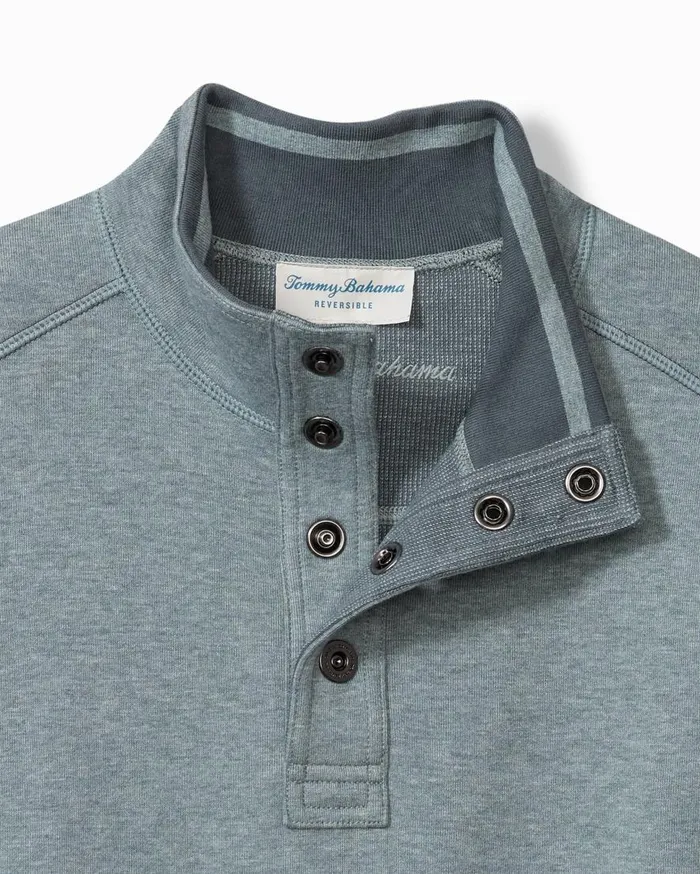Tommy Bahama Sweatshirts Flip Coast Reversible Snap Mock Sweatshirt Dark Twilight Blue Heather 8211 Men