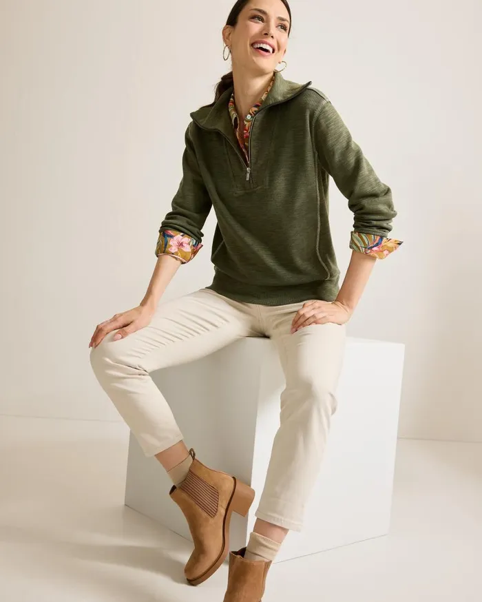 Tommy Bahama Sweatshirts Tobago Bay HalfZip Sweatshirt Banana Leaves 8211 Women