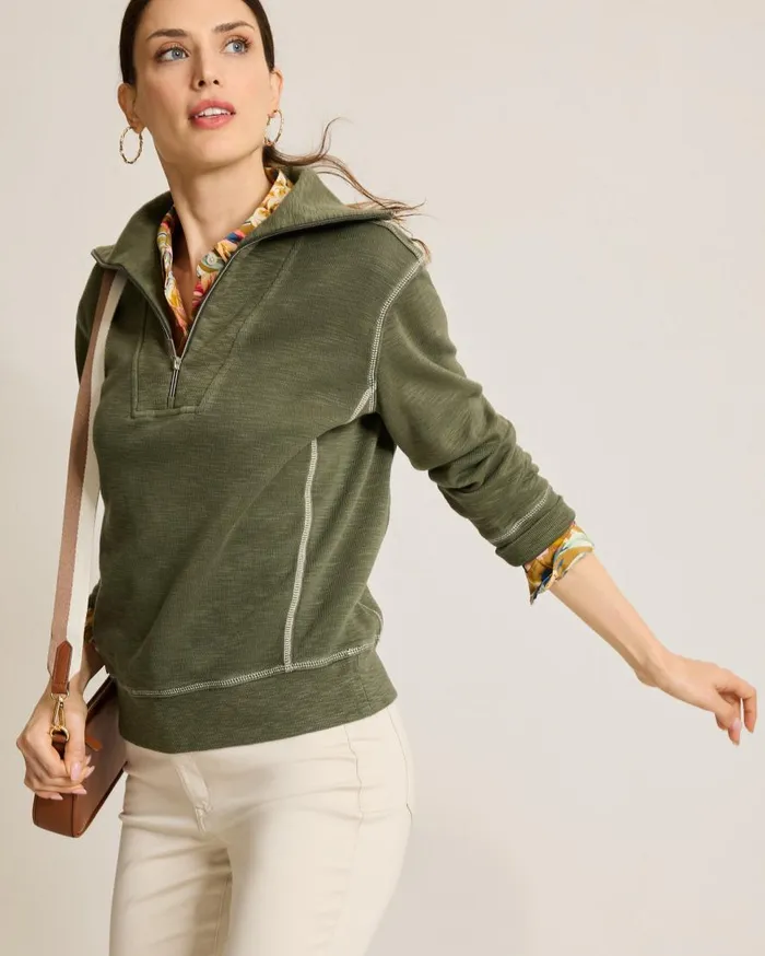 Tommy Bahama Sweatshirts Tobago Bay HalfZip Sweatshirt Banana Leaves 8211 Women Tommy Bahama Sweatshirts Tobago Bay HalfZip Sweatshirt Banana Leaves 8211 Women