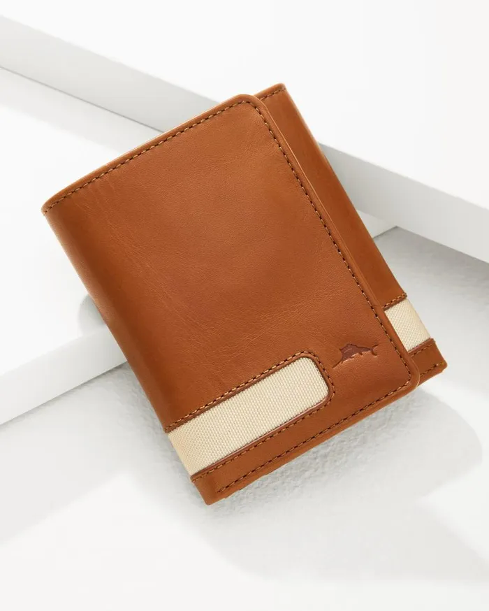 Tommy Bahama Wallets and Tech Accessories Nylon Inlay Trifold Wallet Tan 8211 Men