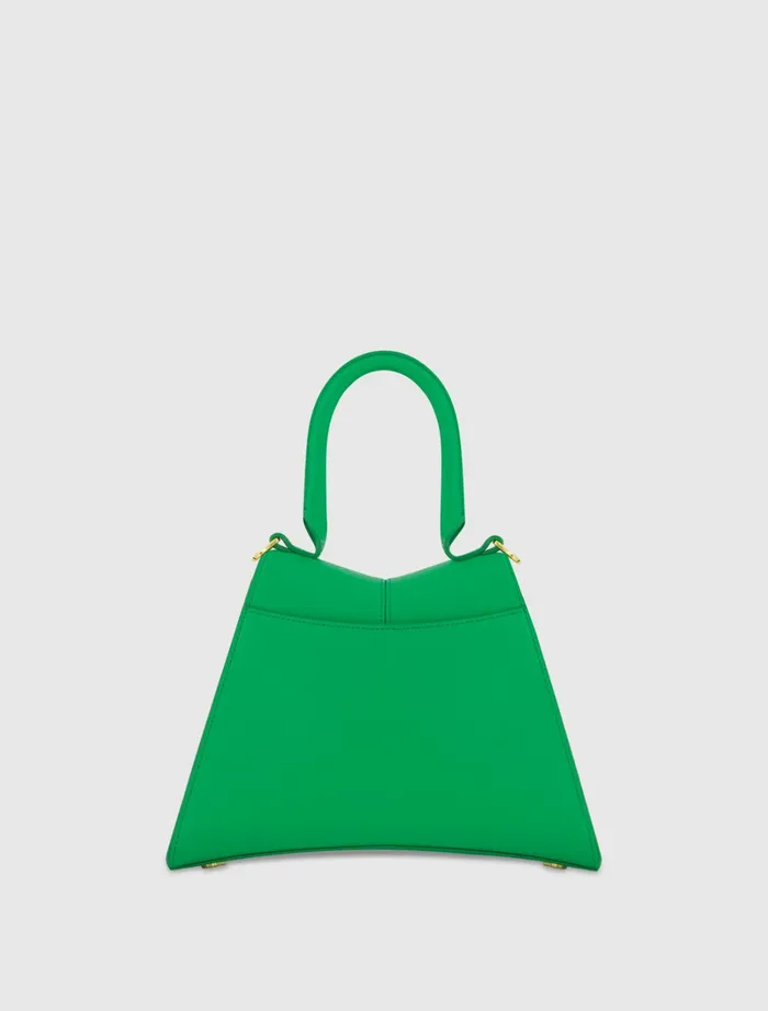Top Handle Bags Angular Small Green Leather Handbag With Gold Hardware Spring Green Mac Duggal Women