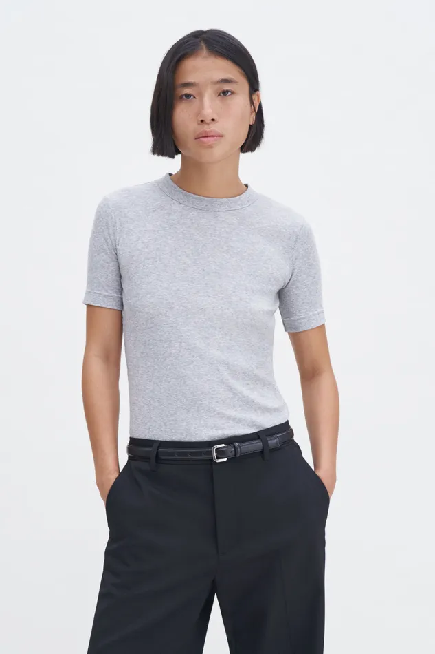 Tops and TShirts filippak Women Soft Rib Tee Light Grey Melange