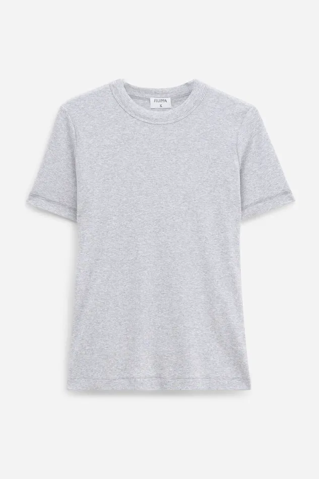 Tops and TShirts filippak Women Soft Rib Tee Light Grey Melange Tops and TShirts filippak Women Soft Rib Tee Light Grey Melange
