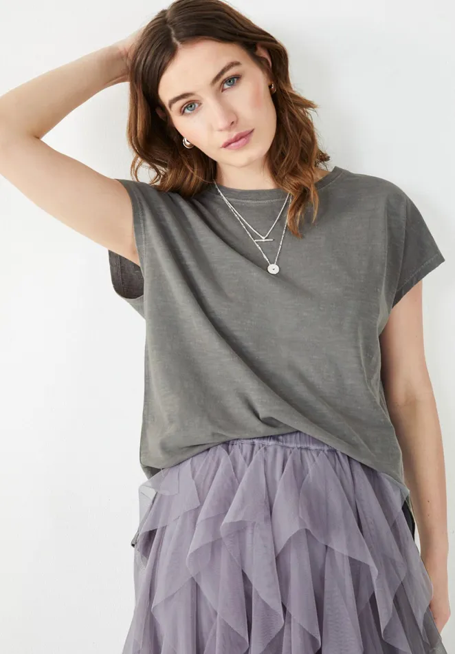 Tops and TShirts Women Hush Cleta Boyfriend TShirt Washed Grey