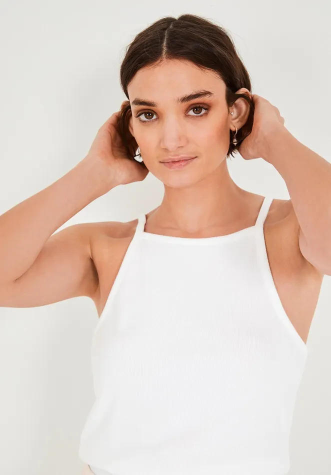 Tops and TShirts Women Hush Como Ribbed Vest Top White
