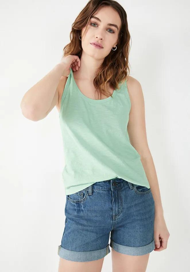 Tops and TShirts Women Hush Cotton Slub Tank Top Pastel Green