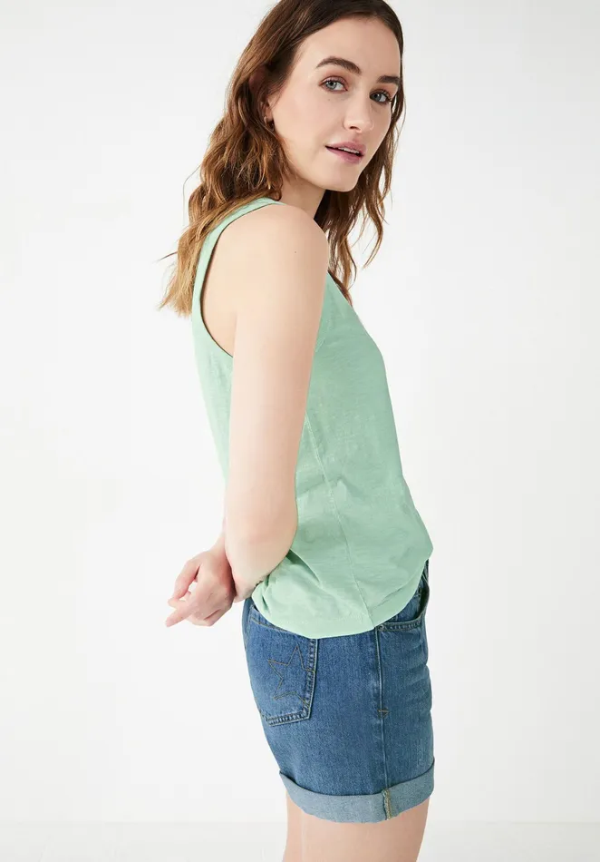 Tops and TShirts Women Hush Cotton Slub Tank Top Pastel Green