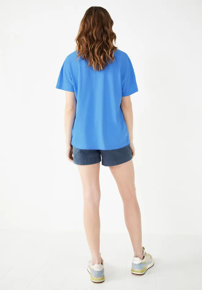 Tops and TShirts Women Hush Deep V Linen Blend Tee Blue