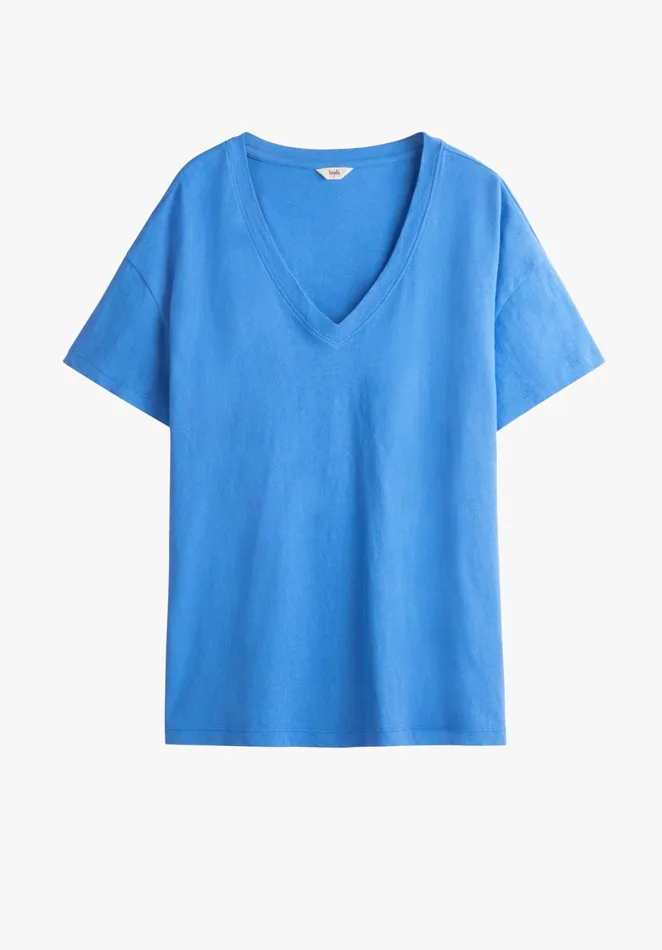 Tops and TShirts Women Hush Deep V Linen Blend Tee Blue