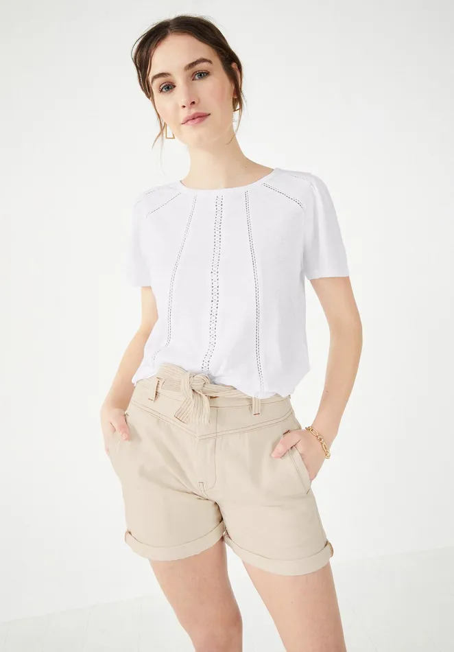 Tops and TShirts Women Hush Hani Ladder Lace TShirt White