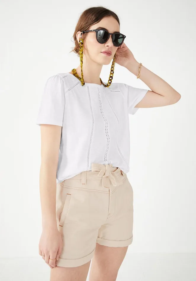 Tops and TShirts Women Hush Hani Ladder Lace TShirt White