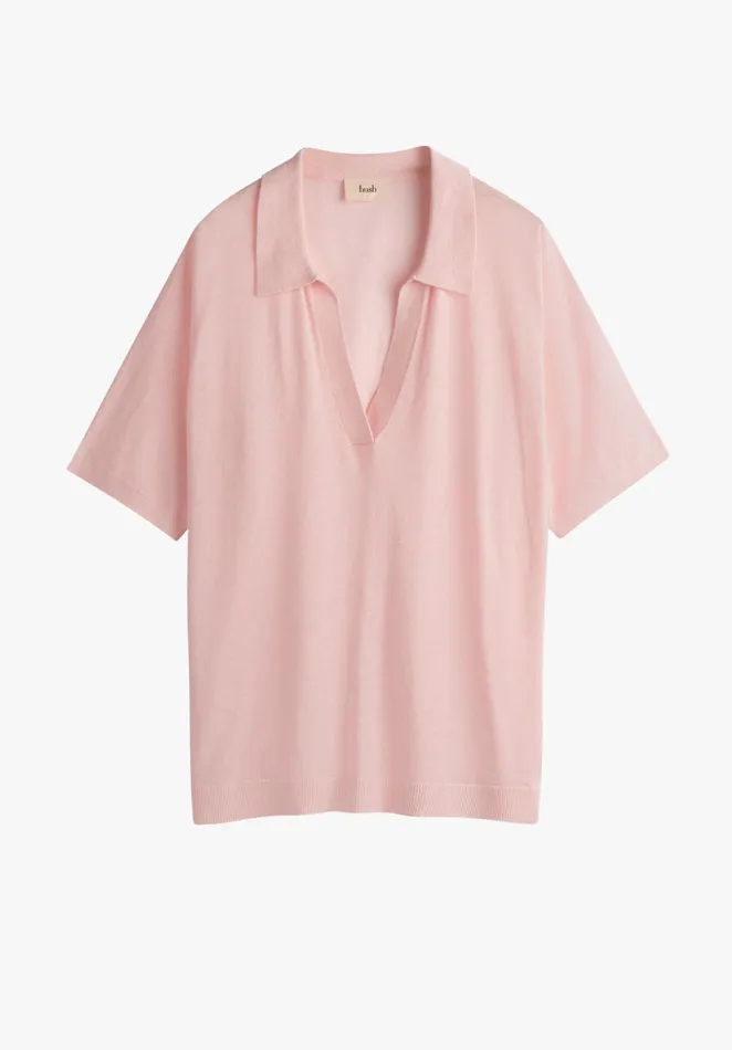 Tops and TShirts Women Hush Lulu Knitted Linen Blend TShirt Soft Pink
