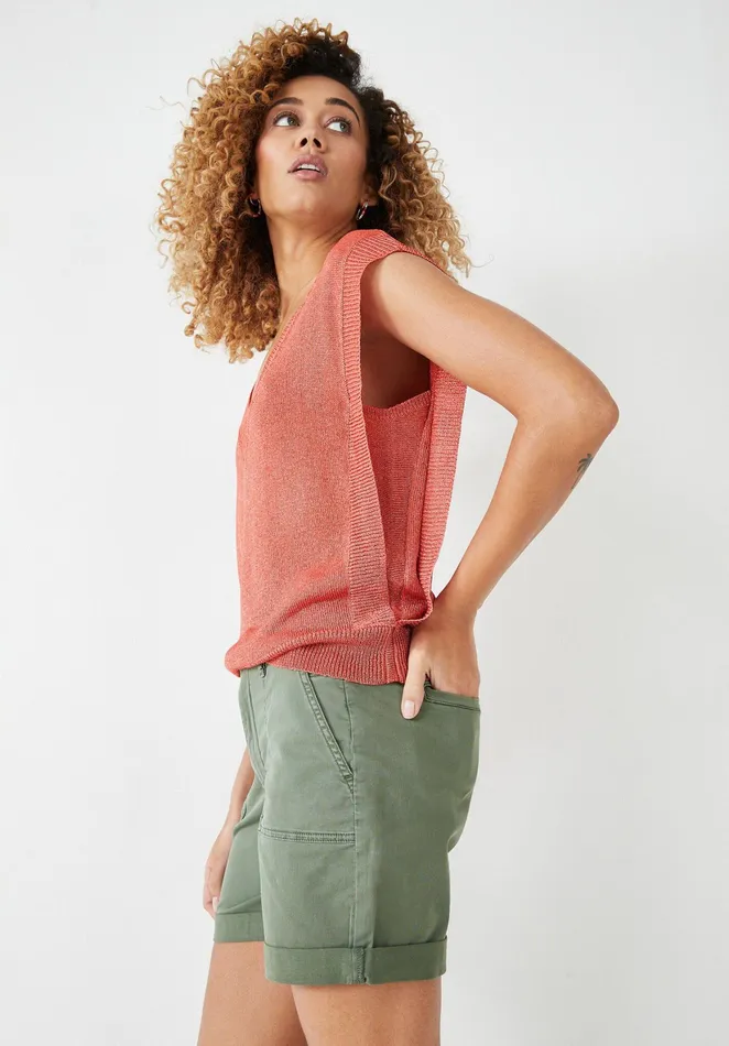 Tops and TShirts Women Hush Maria Sparkle Knitted Vest Coralpink