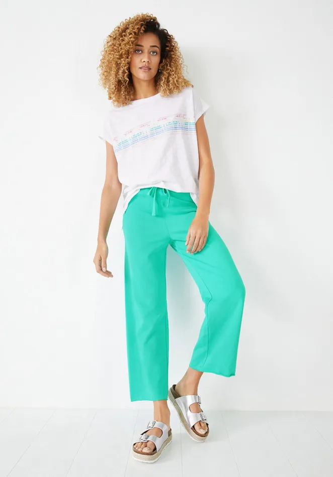 Tops and TShirts Women Hush Palm Tree Boyfriend TShirt Whitemulti