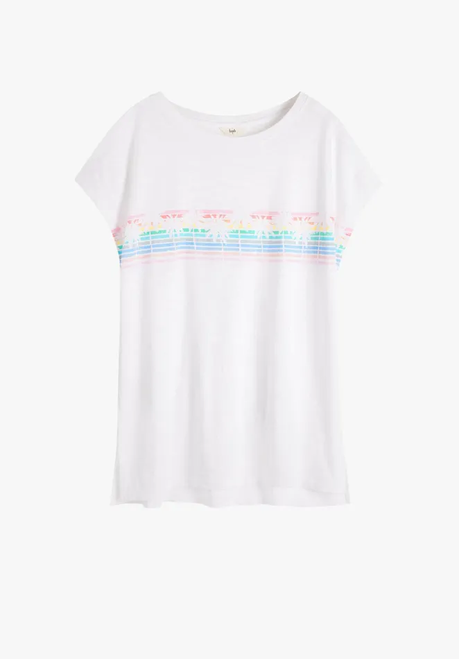 Tops and TShirts Women Hush Palm Tree Boyfriend TShirt Whitemulti