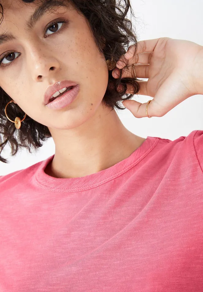 Tops and TShirts Women Hush Slim Fit Crew Tee Berry Pink